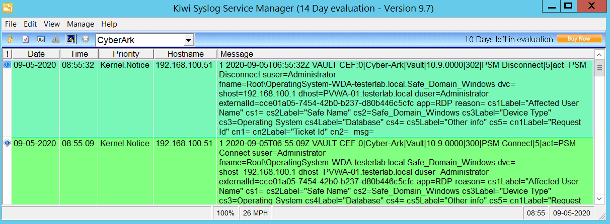 Syslog: PSMConnect - PSMDisconnect